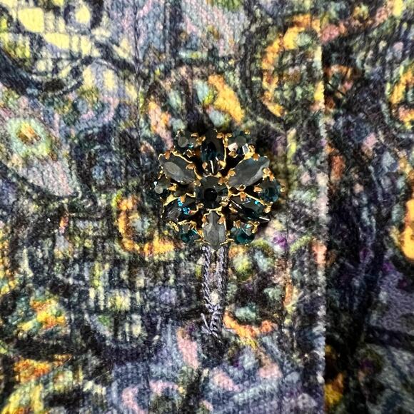 Vintage Canvasbacks Velvet Tapestry Blazer 4 USA Made Baroque Rhinestone Jacket - Picture 14 of 15